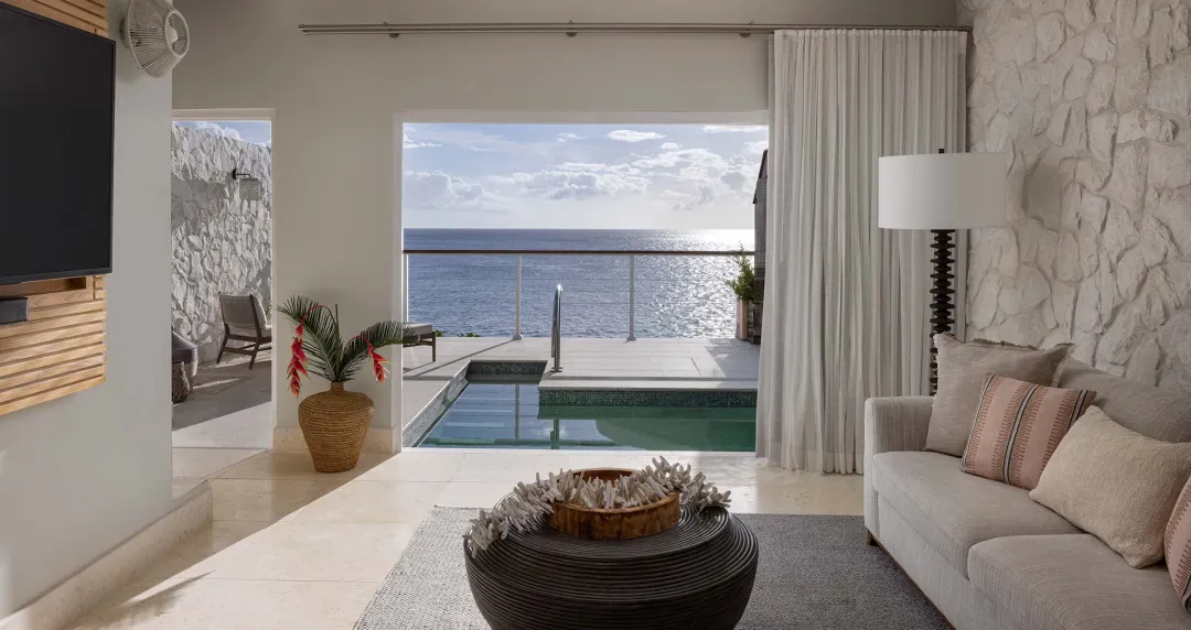 Oceanfront Two-Story One Bedroom Butler Villa with Private Pool - Seating Aeria