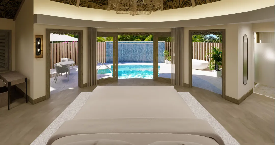 Rondoval Butler Villa with Private Pool - Bedroom With Pool View