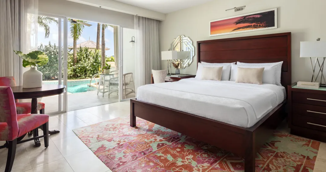 Beachfront Crystal Lagoon Swim-up Butler Room with Patio Tranquility Soaking Tub - Bedroom