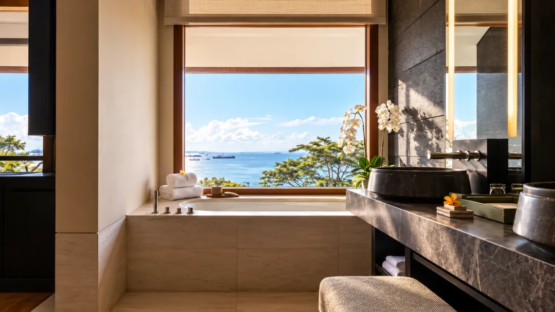 Odysseys Travel - Capella Singapore  - Premier Sea View - Bathtub