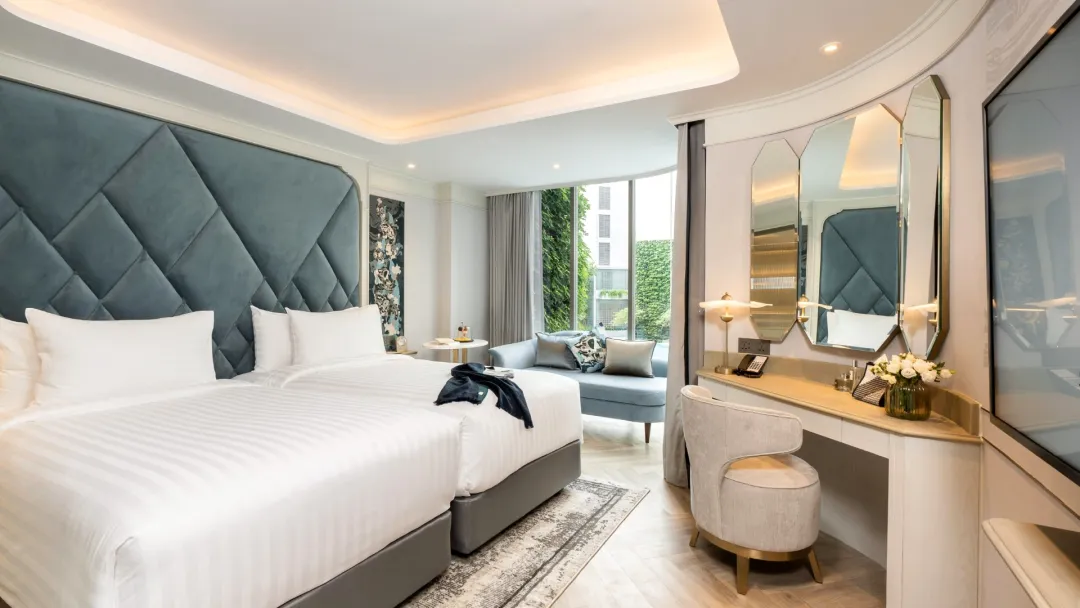 Odysseys Travel - The Salil Hotel Riverside Bangkok - Deluxe Pool View - Bedroom