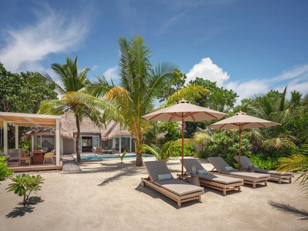 Odysseys Travel - Six Senses Kanuhura - Two Bedroom Beach Villa Suite with Pool - Beach Beds