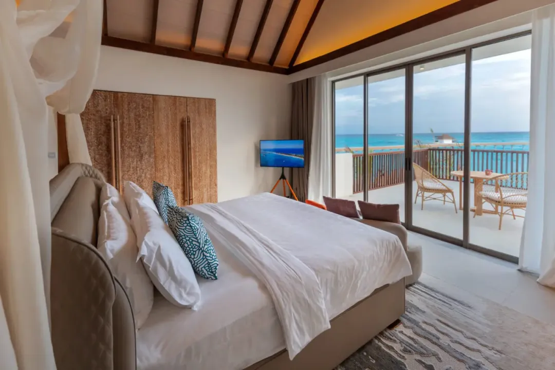 Odysseys Travel - Meyyafushi Maldives - Two Bedroom Beach Pool Suite - Master Bedroom