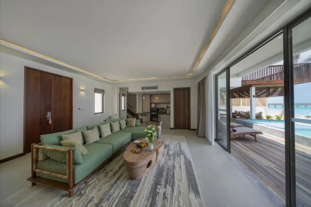 Odysseys Travel - Meyyafushi Maldives - Two Bedroom Beach Pool Suite - Living