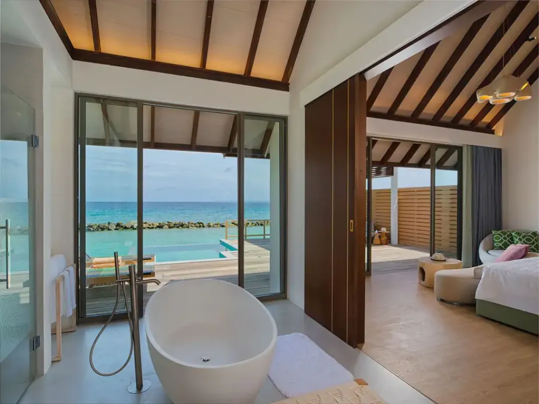 Odysseys Travel - Meyyafushi Maldives - Semi Ocean Pool Villa - View from the bathroom
