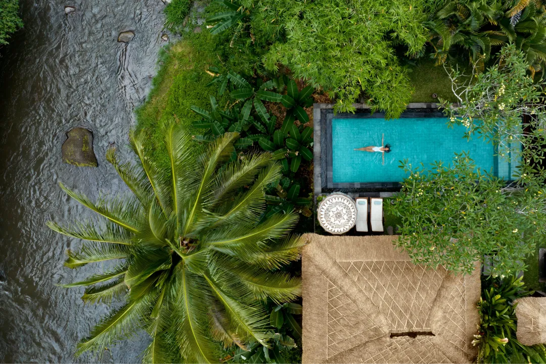 Riverfront Pool Villa - Pool Aerial View