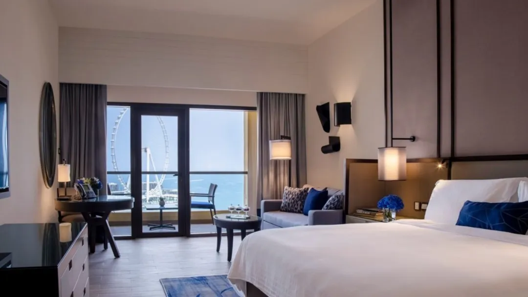 Odysseys Travel - Amwaj Rotana - Rooms - Sea Front View Room with Balcony - Bedroom