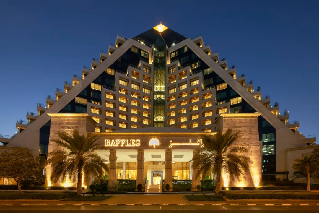 Odysseys Travel - Raffles Dubai - Exterior at Night