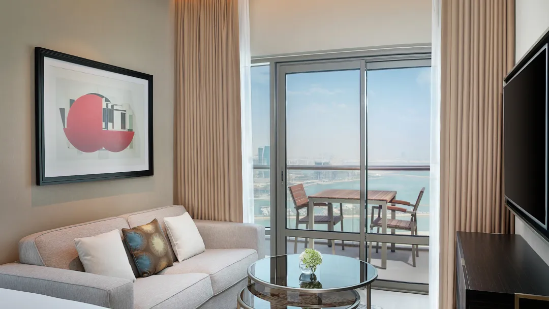 Odysseys Travel - Hilton Doha The Pearl - Rooms - King Studio High Floor with Balcony - Living Area