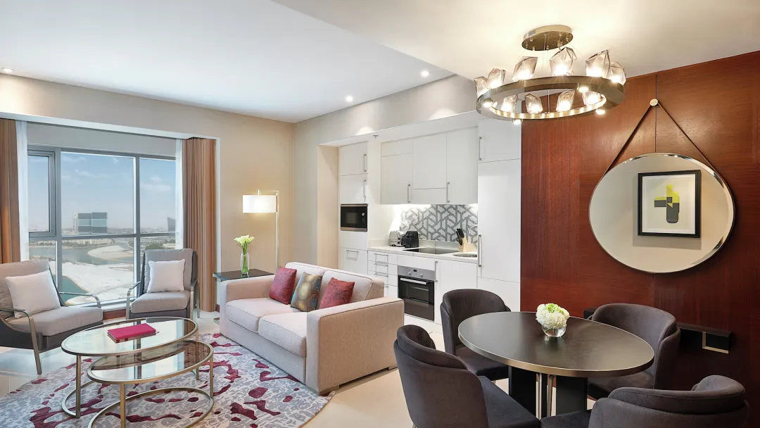 Odysseys Travel - Hilton Doha The Pearl - Rooms - One Bedroom Suite Partial Sea View - Living Area