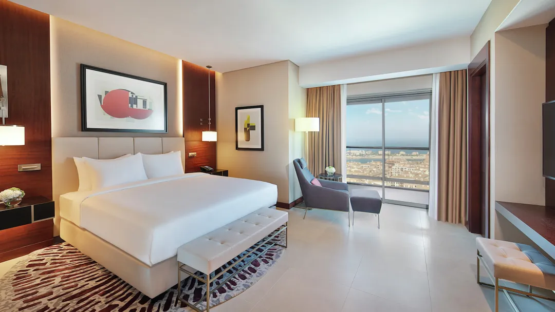 Odysseys Travel - Hilton Doha The Pearl - Rooms - Two Bedroom Skyline Suite Sea View with Balcony - Bedroom