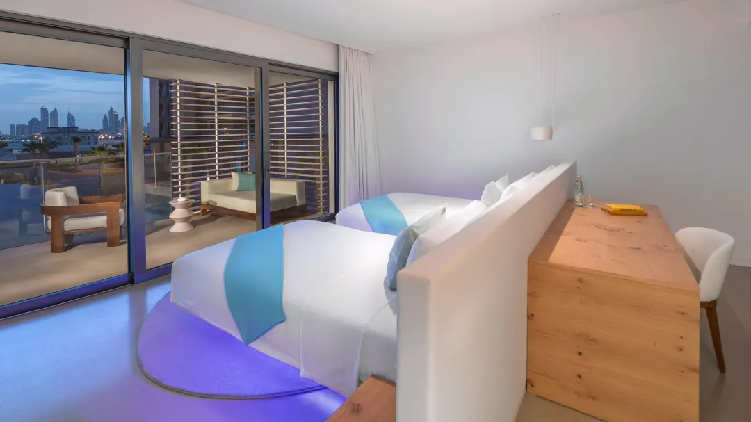 Odysseys Travel - Nikki Beach Resort & Spa Dubai - Rooms - Covet Room Skyline Twin - Bedroom