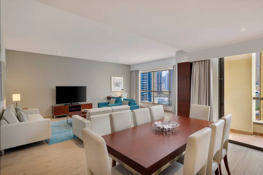 Odysseys Travel - Hilton Dubai The Walk - Two Bedroom Family Suite with Balcony - Living Room