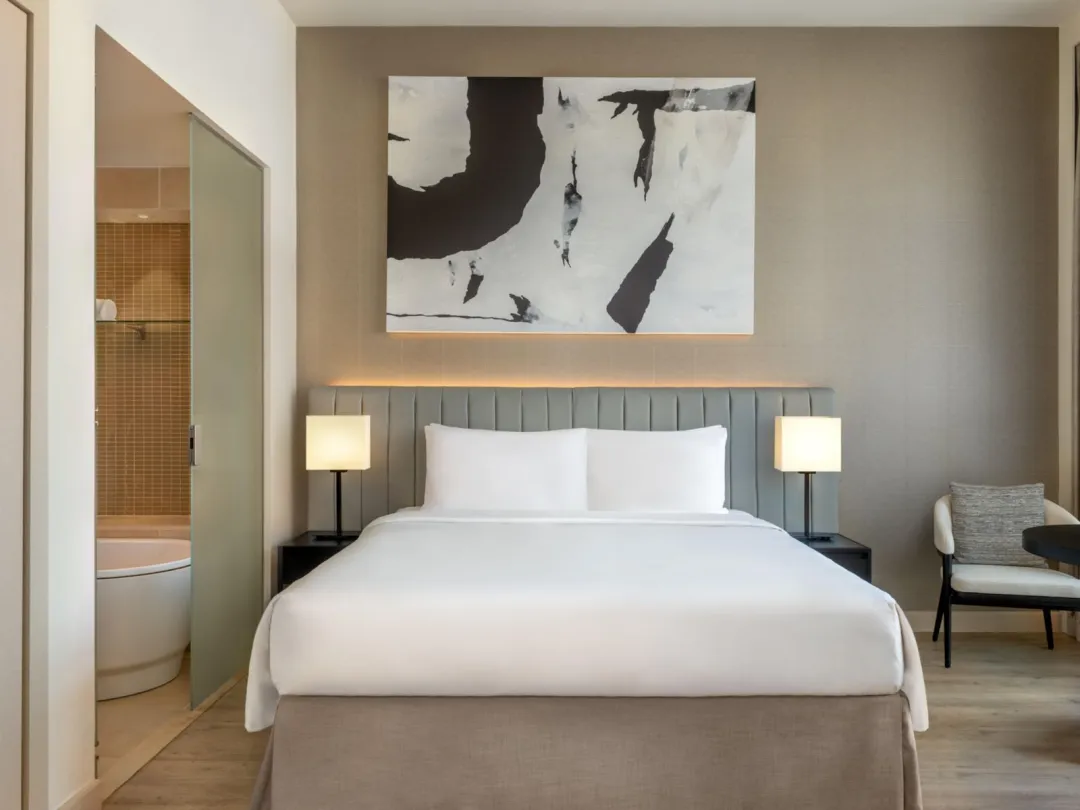 Odysseys Travel - Yas Plaza Marina by IHG - One Bedroom Suite Pool View Balcony Theme Park Access - Bedroom