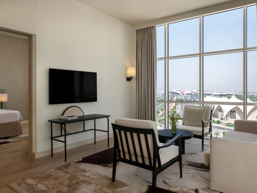 Odysseys Travel - Yas Plaza Marina by IHG - One Bedroom Suite Pool View Balcony Theme Park Access - Lounge