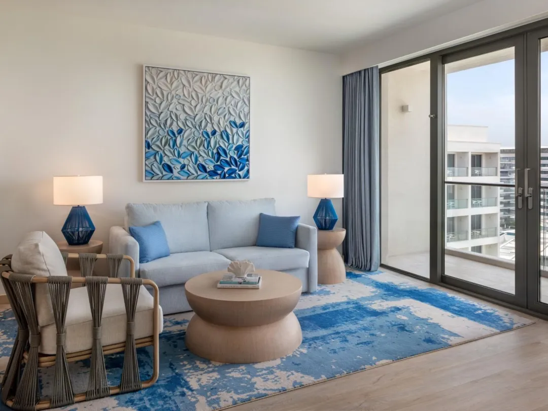 Odysseys Travel - Crowne Plaza Abu Dhabi - Yas Island by IHG - One Bedroom Suite Plaza View Balcony Theme Park Access - Living Area