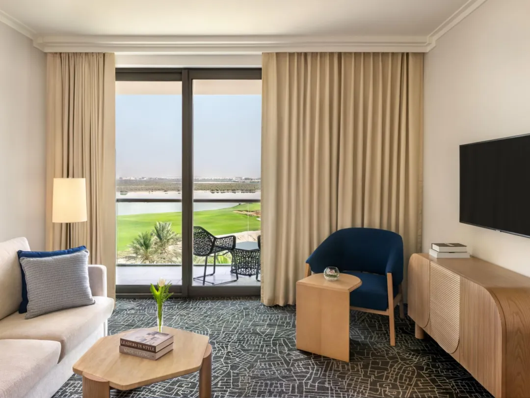 Odysseys Travel - Yas Plaza Bay - One King Deluxe Family Suite Sea View Balcony - Living Area