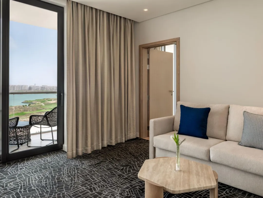 Odysseys Travel - Yas Plaza Bay - One Bedroom Suite Sea View Balcony - Living Area
