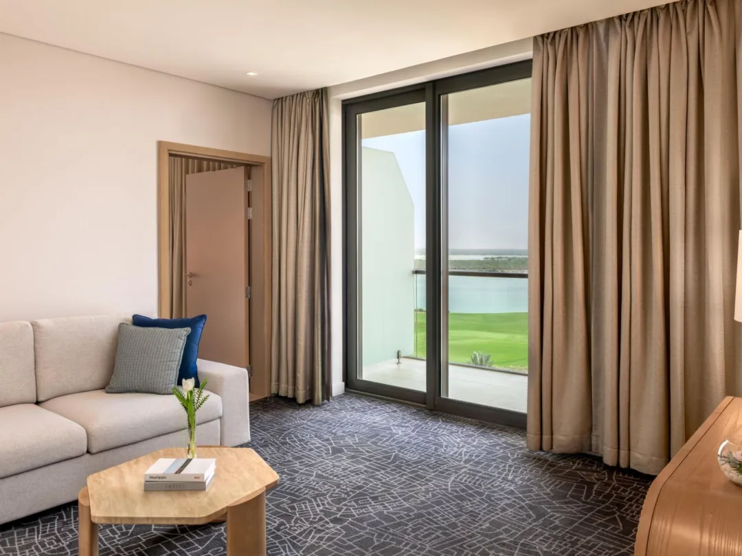 Odysseys Travel - Yas Plaza Bay - Two Bedroom Suite Sea View Balcony - Living Area