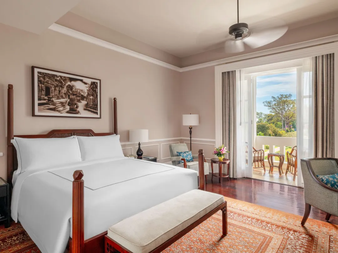 Odysseys Travel - Raffles Grand Hotel d'Angkor - Rooms - Landmark Pool View Room - Bedroom (King)