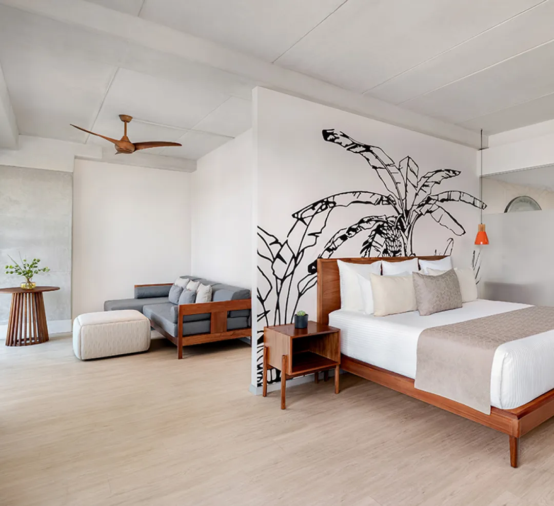 Odysseys Travel - Mondrian Cancun All Inclusive - Loft Suite Coastal King - Bedroom Living Area