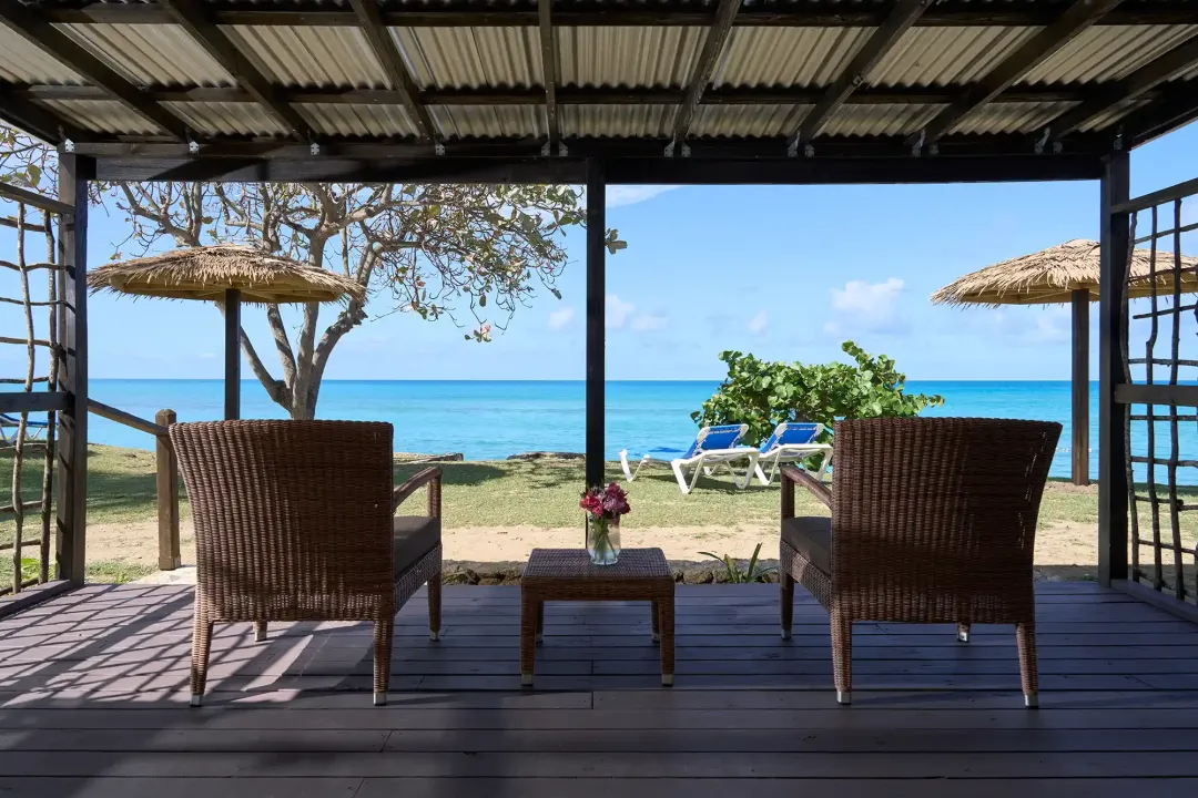 Odysseys Travel - Hawksbill Resort Antigua - Beachfront Bungalow - Veranda