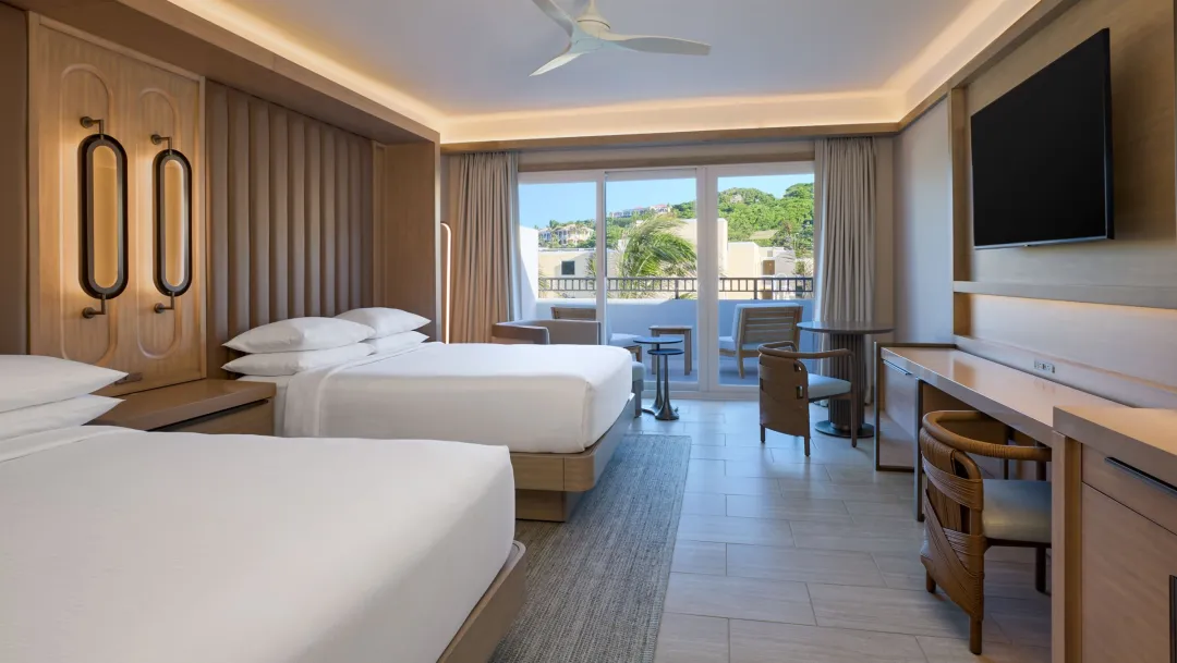 Odysseys Travel - JW Marriott St. Maarten Beach Resort and Spa - Deluxe Guest Room Resort View - Bedroom Two Queen