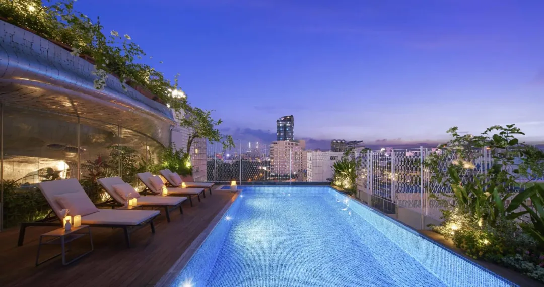 Odysseys Travel - Silverland Ben Thanh Hotel - Rooftop Pool at Dusk